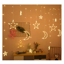 Lade das Bild in den Galerie-Viewer, 3,5m Lichterkette Weihnachtsdeko LED Lichtervorhang Weihnachts Sterne Mond Motiv