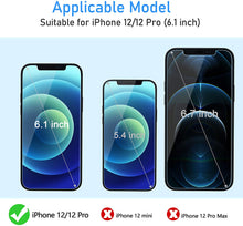 Lade das Bild in den Galerie-Viewer, Panzerglas für iPhone 12/ iPhone 12 Pro Schutzfolie, Gehärtetes Panzerglasfolie, 9H-Härte, Blasenfrei, Kratzfest