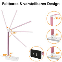 Lade das Bild in den Galerie-Viewer, Multifunktionale Schreibtischlampe mit kabellosem Ladegerät, USB-Ladeanschluss, Auto-Off-Timer, 5 Farben 5 Helligkeitsstufen Dimmbar (Pink)