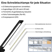 Lade das Bild in den Galerie-Viewer, LED Schreibtischlampe mit Ladefunktion und Auto-Off-Timer, 5 Farben 5 Helligkeitsstufen Dimmbar, Multifunktionale Tischlampe mit USB-Ladeanschluss, Desk Lamp
