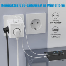 Lade das Bild in den Galerie-Viewer, 6-in-1 Mehrfachsteckdose, Steckdosenwürfel mit 3 USB, 3 Fach Steckdosenleiste, Steckdosenadapter, Steckdose Mehrfach, Multiple Socket
