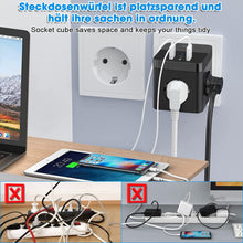 Lade das Bild in den Galerie-Viewer, 6-in-1 Mehrfachsteckdose, Steckdosenwürfel mit 3 USB, 3 Fach Steckdosenleiste, Steckdosenadapter, Steckdose Mehrfach, Multiple Socket