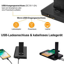 Lade das Bild in den Galerie-Viewer, Multifunktionale Schreibtischlampe mit kabellosem Ladegerät, USB-Ladeanschluss, Auto-Off-Timer, 5 Farben 5 Helligkeitsstufen Dimmbar, Desk Lamp