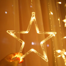 Lade das Bild in den Galerie-Viewer, 3,5m Lichterkette Weihnachtsdeko LED Lichtervorhang Weihnachts Sterne Mond Motiv