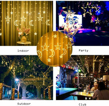 Lade das Bild in den Galerie-Viewer, 3,5m Lichterkette Weihnachtsdeko LED Lichtervorhang Weihnachts Sterne Mond Motiv