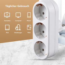 Lade das Bild in den Galerie-Viewer, 3-Fach Steckdosenadapter mit 1m Abnehmbarem Kabel, Tragbare Praktisch Mehrfachsteckdose für Büro, zu Hause, Reisen
