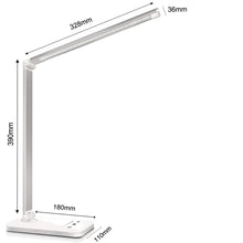 Lade das Bild in den Galerie-Viewer, LED Schreibtischlampe mit Ladefunktion und Auto-Off-Timer, 5 Farben 5 Helligkeitsstufen Dimmbar, Multifunktionale Tischleuchte mit USB-Ladeanschluss, Desk Lamp
