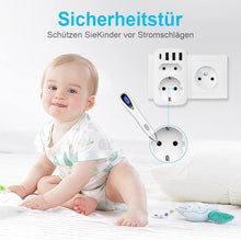 Lade das Bild in den Galerie-Viewer, 2 Stück Mehrfachsteckdosen, 6 in 1 USB Steckdosen Adapter, 2-Steckdose mit 3 USB und 1 Typ-C-Anschluss
