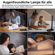 Lade das Bild in den Galerie-Viewer, LED Schreibtischlampe mit Ladefunktion und Auto-Off-Timer, 5 Farben 5 Helligkeitsstufen Dimmbar, Multifunktionale Tischlampe mit USB-Ladeanschluss, Desk Lamp
