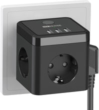 Lade das Bild in den Galerie-Viewer, 6-in-1 Mehrfachsteckdose, Steckdosenwürfel mit 3 USB, 3 Fach Steckdosenleiste, Steckdosenadapter, Steckdose Mehrfach, Multiple Socket
