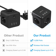 Lade das Bild in den Galerie-Viewer, 6-in-1 Steckdosenwürfel Mehrfachsteckdose mit 3 USB 3 Fach Steckdosenleiste Steckdosenadapter Multiple Socket
