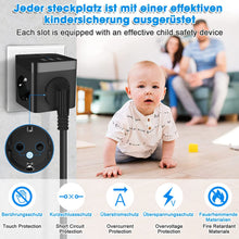 Lade das Bild in den Galerie-Viewer, Mehrfachsteckdose Steckdosenwürfel mit 3 USB &amp; Schalter, 3 Fach Steckdosenadapter, Steckdosenleiste, Multiple Socket
