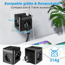 Lade das Bild in den Galerie-Viewer, Mehrfachsteckdose, Steckdosenleiste, Multiple Socket, 6-in-1 Steckdosenwürfel 3 Fach Steckdosen mit 3 USB Ladegerät Anschluss
