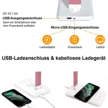 Lade das Bild in den Galerie-Viewer, Multifunktionale Schreibtischlampe mit kabellosem Ladegerät, USB-Ladeanschluss, Auto-Off-Timer, 5 Farben 5 Helligkeitsstufen Dimmbar, Desk Lamp
