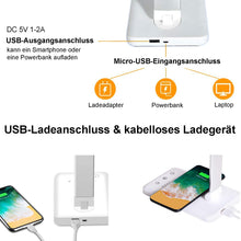Lade das Bild in den Galerie-Viewer, Multifunktionale Schreibtischlampe mit kabellosem Ladegerät, USB-Ladeanschluss, Auto-Off-Timer, 5 Farben 5 Helligkeitsstufen Dimmbar, Desk Lamp

